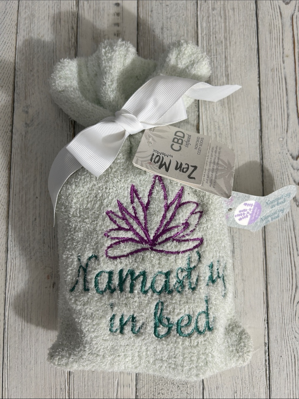 Namaste in bed Zen Moi by MeMoi Infused Non Skid Cozy Socks. One Size
